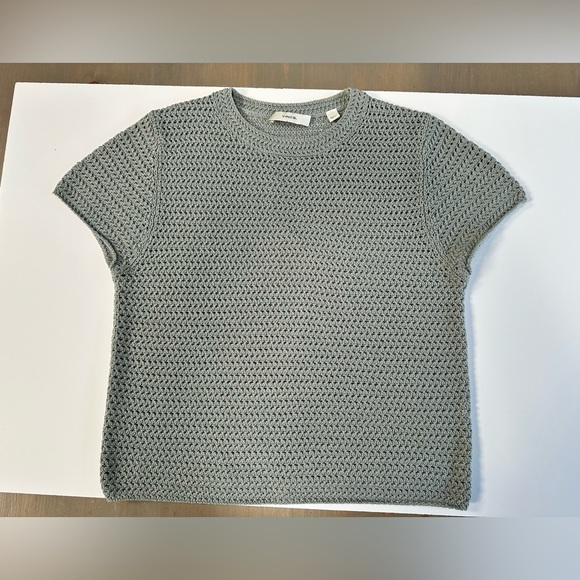 Vince Crochet knit t-shirt top Sage Size S Small Great Condition - Picture 1 of 7